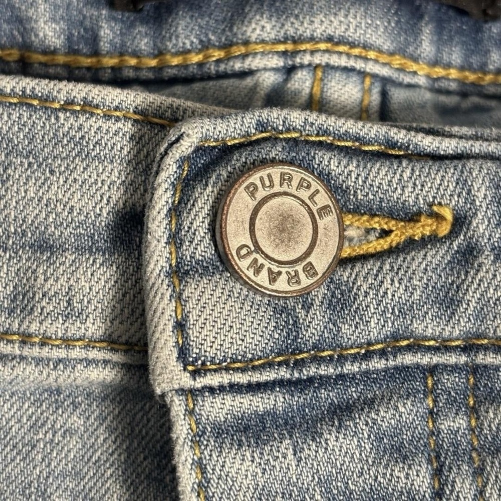 Purple Brand Jeans Mens 38x34 Light Wash Distressed Button Fly Rips FW2006JNS - Picture 11 of 16